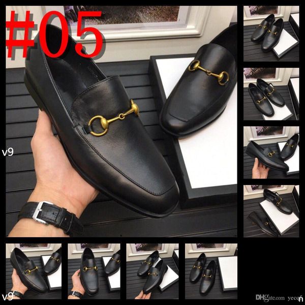 

new business luxury dress men shoes classic leather designers men's suits shoe fashion slip on dress shoes pointed toe shoes loafers, Black