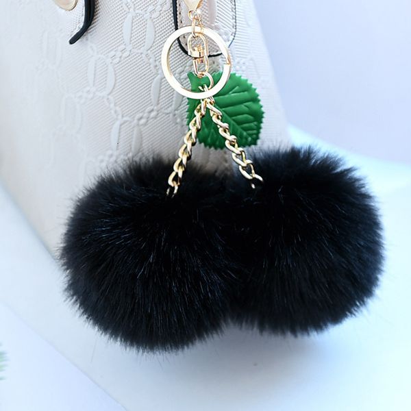

pompom faux rabbit fur ball new cherry cute keychain fluffy pompon key chain pom pom toy keyring bag charms car trinket, Slivery;golden