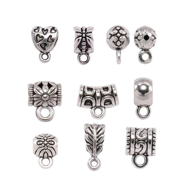 

20pcs/lot antique clip bail beads pendant clasp necklace connector bail beads for diy jewelry making bracelet acc wmtoxx, Silver
