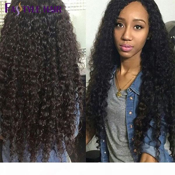 

fastyle brazilian kinky deep curly 5pcs lot peruvian malaysian indian virgin humanhair bundles unprocessed dyeable cheap, Black