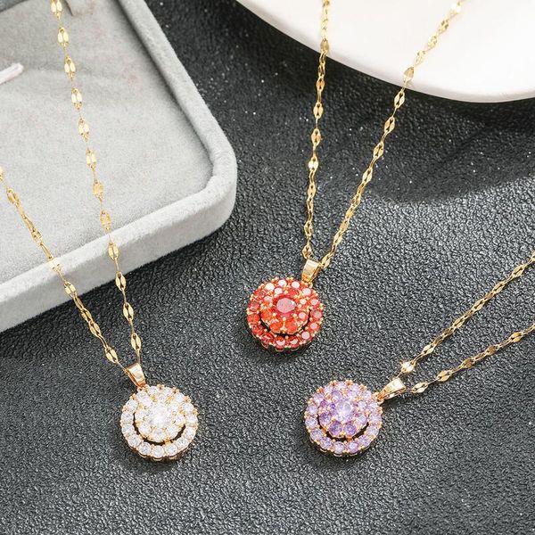 

lucky rotating titanium steel zircon necklace fashion pendant feminine luxury titanium steel does not fade clavicle chain, Silver