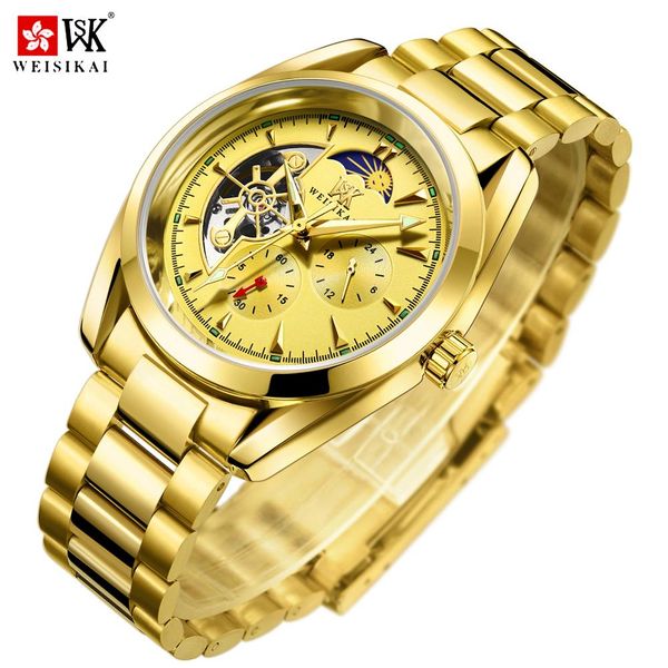 

weisikai mens watches brand luxury matic mechanical business clock tourbillon gold watch men reloj mecanico de hombres bbysvn, Silver