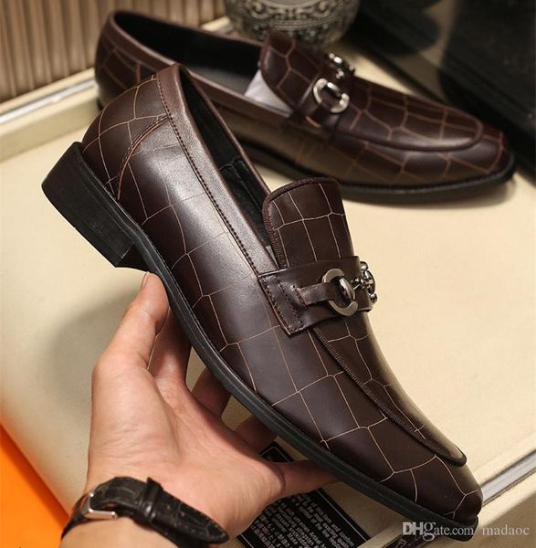 

q4 new arrival luxury handmade pu leather dress man loafers shoes casual classic business formal male shoes zapatos de hombre 22, Black