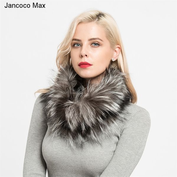

jancoco max new real fox fur scarves winter thick warm shawl natural fur muffler s7120 y200104, Blue;gray