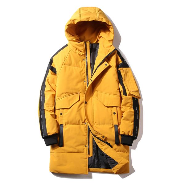 

for long working jacket weighed white duck down korean version trend various pockets male youth wear lv9s, Black