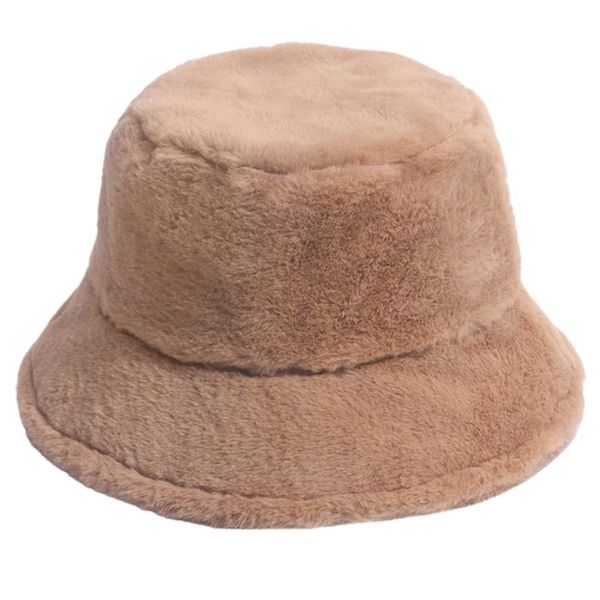

women winter fuzzy plush bucket hat ear warmer round windproof fisherman cap m2eb, Blue;gray
