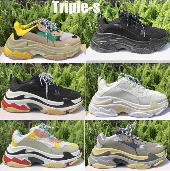 

triple s men women casual shoes platform sneakers cream yellow red beige grey triple black navy white purple multi color chaussures trainers