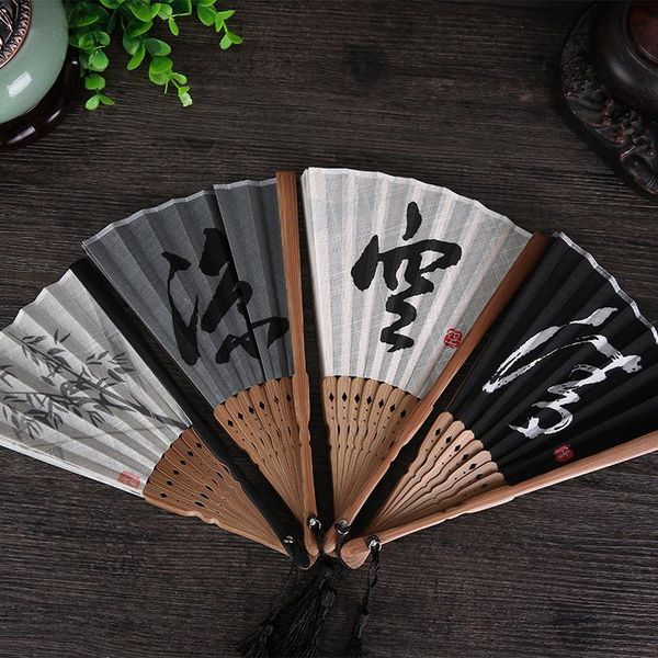 

party favor vintage folding fan portable antique bamboo handle painting hand for wedding dance