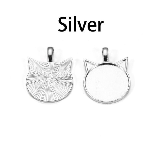 

5pcs/lot 25mm cat pattern pendant cabochon base setting for diy jewelry making cameo findings supplies q bbyilq, Black