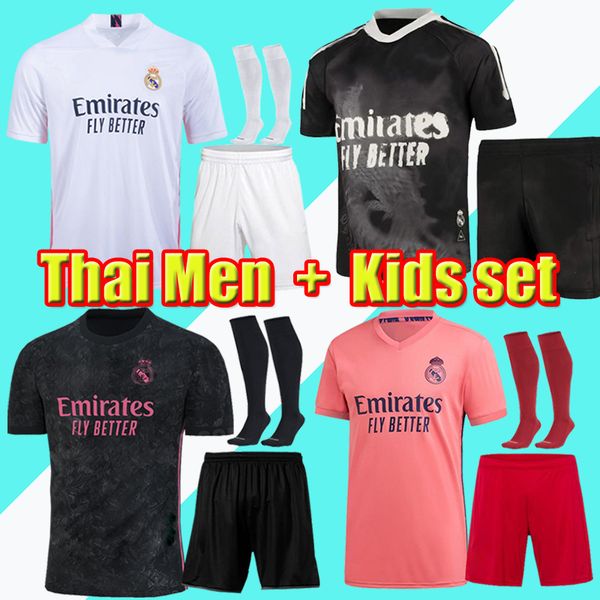 

men+kids kit 20 21 real madrid jersey hazard sergio ramos benzema soccer camiseta de futbol 20 21 vini jr human race football shirt, Black