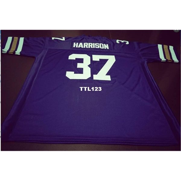 

121 #37 rodney harrison western illinois purple college jersey size s-4xl or custom any name or number jersey, Black