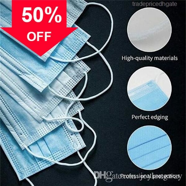 

ply disposable prevent dust with yuynn non-woven 50factory/lot face mouth cover blue 3 fabric masks earloop filter wy636q