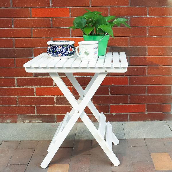 

wooden square picnic table, outdoor garden artificial wood grain design, white camp furniture