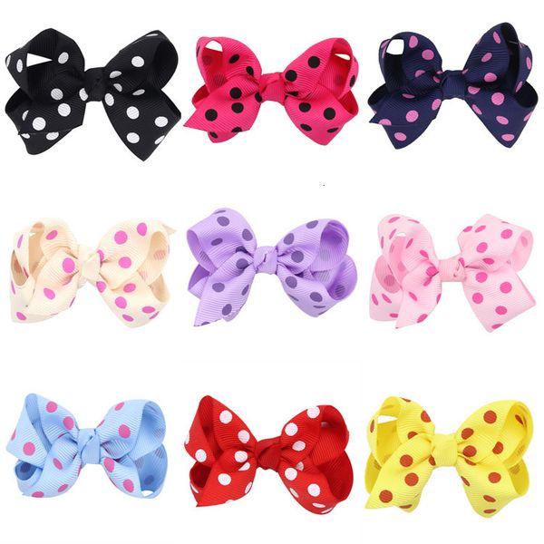 

color girl children dot solid new baby bow boutique clip bowknot hairpins hair accessories decoration