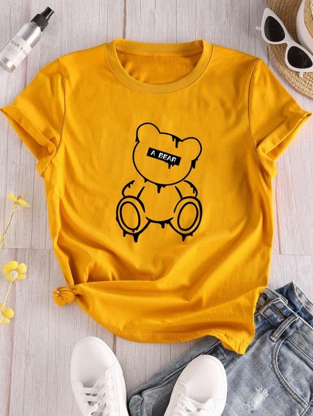 

cartoon & letter graphic tee l1ux#, White