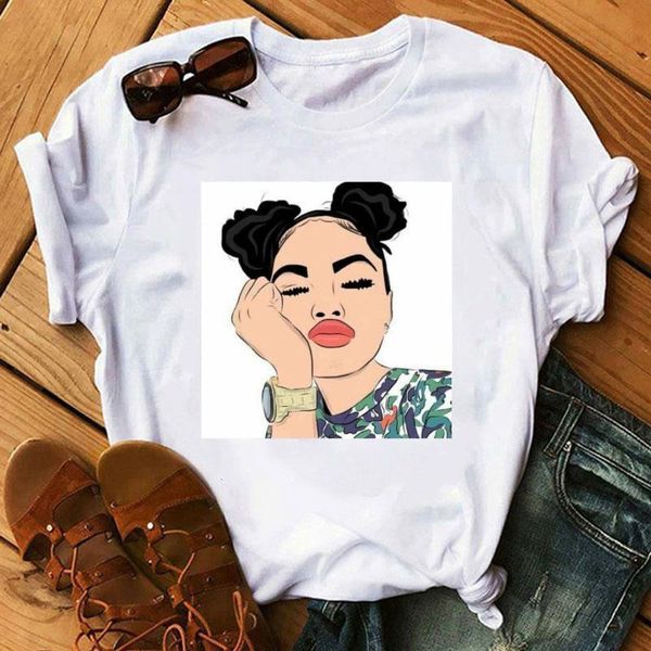 

cute dope girl drawings dope girl drawing print women tshit fashion casual harajuku t-shirts cool female streetwear tee, White