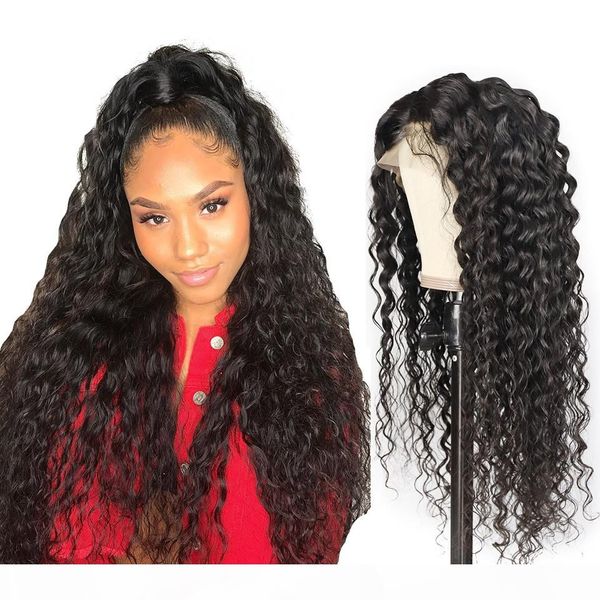 

full lace wigs human hair with baby hair water wave lace front wig pre plucked peruvian remy wigs ruiyu frontal lace wig, Black;brown