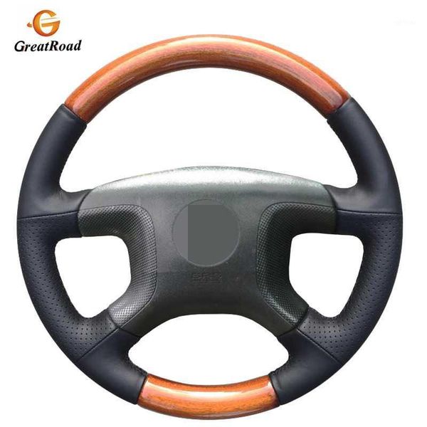 

black genuine leatherdiy car steering wheel cover for mitsubishi pajero 2004 2005 2006 2007 2008 2009 20101