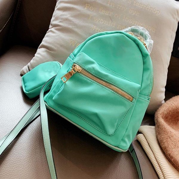 

4 colors women fashion mini backpack nylon r shoulder bag girl backpacks golden zipper with mini coin bags wallet
