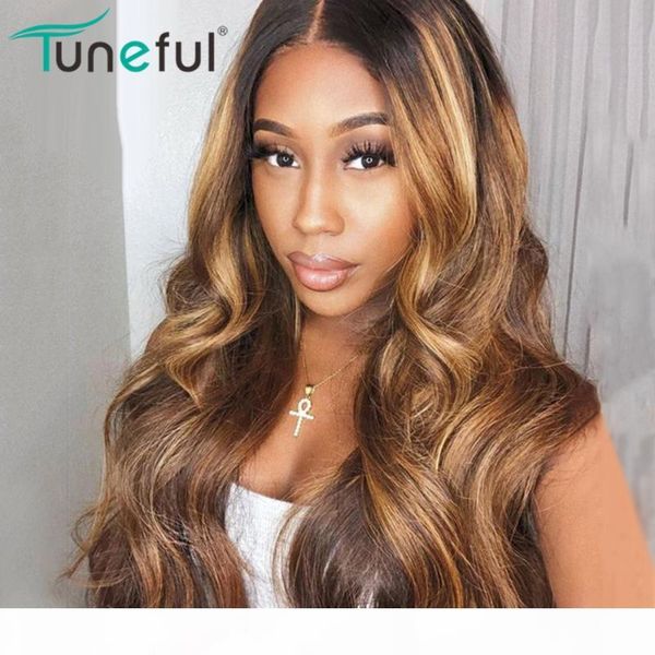 

highlight wigs hd transparent lace front human hair wigs body wave remy hair 150% wavy lace frontal for women, Black;brown