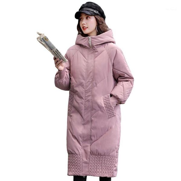 

2020 women winter hooded warm coat plus size green cotton padded jacket female long parka womens wadded jaqueta feminina1, Black
