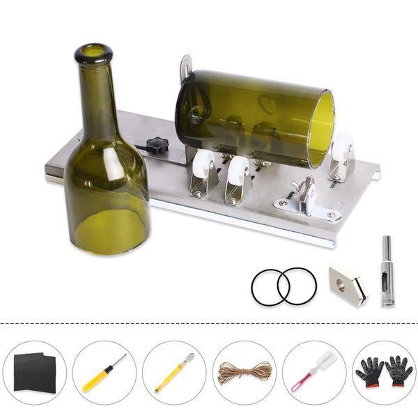 

glass bottle cutter diy machine for cutting wine beer whiskey alcohol champagne craft gloves glasses accessories tool kit 10pcs wmtele
