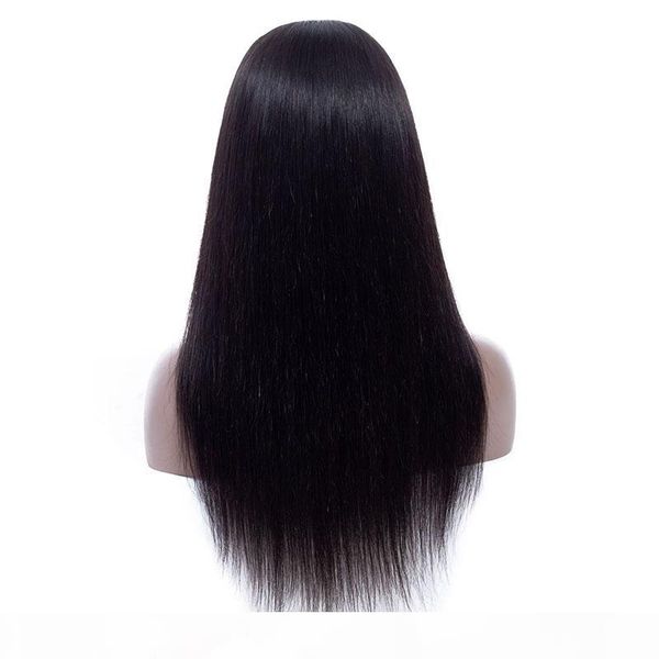 

lace front human hair wigs pre plucked with baby hair brazilian malaysian peruvian virgin straight 4x4 lace closure wig, Black;brown