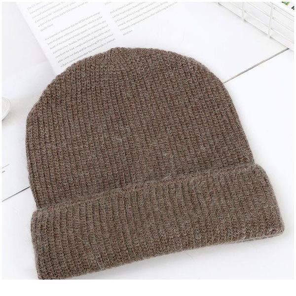 

women knitted winter hat female warm rabbit fur beanie girls solid bonnet woman skullies beanies soft winter c qylkcy