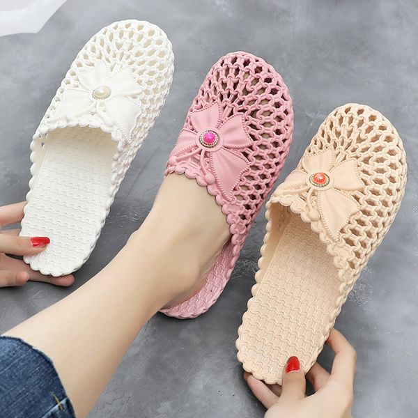 

for women in summer wear 2020 new women's cool trawl red bag head hole half slippers beach plastic sandals, Black