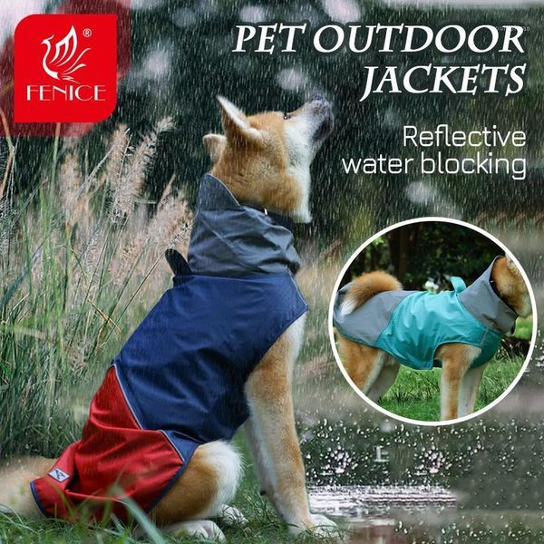 

dog apparel fenice waterproof reflective raincoat windproof jacket for dogs outdoor overall hooded jumpsuit clothing pet supplies accesories
