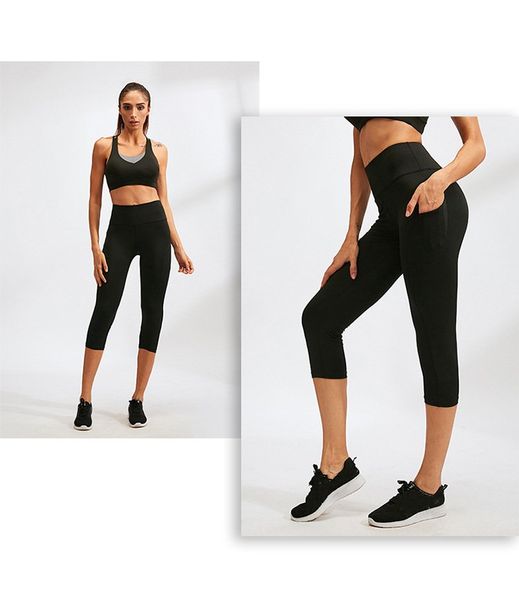 

wholesale new high waist large size solid cropped trousers high elasticity yoga pants push up leggings sport women fitness gym clothing, White;red