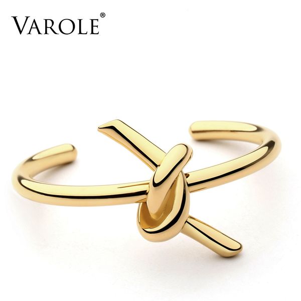 

varole new knotted rope summer cuff bangle gold color stainless steel bracelets & bangles for women manchette pulseras masculina 201209, Black