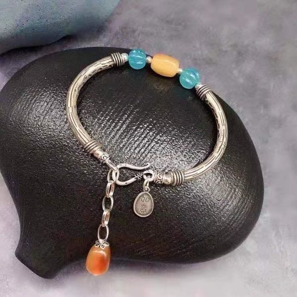 

geo.jewelry's sky-blue jeweled silver bracelet, Golden;silver