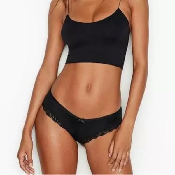 

women's panties 5pcs pack underwear hipster lace trim elastic low waist soft women shorts underpants lingerie black pink