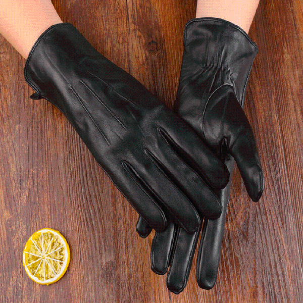 

winter women' leather gloves touch screen thicken fleece warm windproof mitterns fashion waterproof female gloves, Blue;gray
