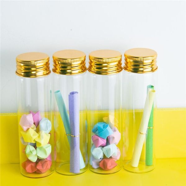 

30*100*21mm 50ml bottles glass vials jars with aluminium screw cap empty bottles golden lids glass bottles gift vials ja bbybes