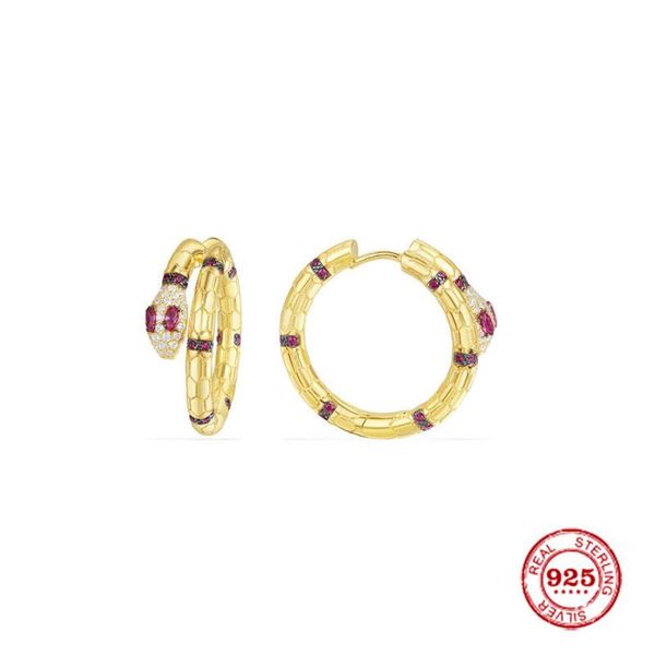 

Fashion Charm Sterling Silver Original Copy,Uraeus Ring Earrings With Synthetic Red Stone Luxury Jewelry Gift For Female, Golden;silver