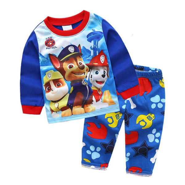 

new wangwang captain home spring autumn suit middle and small children's cotton long sve two, Blue;red