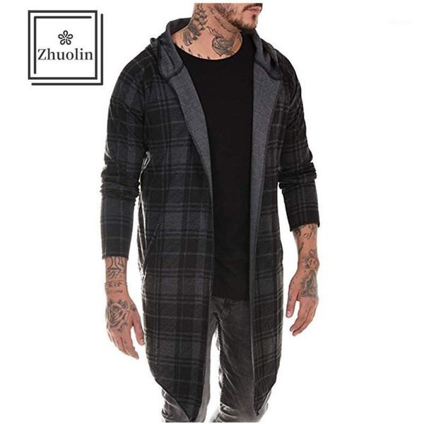 

men's hoodies & sweatshirts zhuolin selling european and american foreign trade casual plaid color matching men's cardigan men1, Black