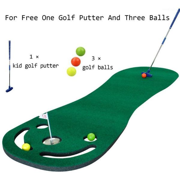 

golf training aids putting green mats set for use,included 1 putter & 3 balls aid put cup flags indoor outdoor mat1
