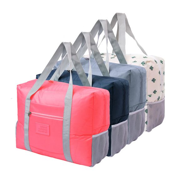 

women folding luggage travel bag duffle bag oxford handbag capacity large travel carry-on business totes frhti, Red;black