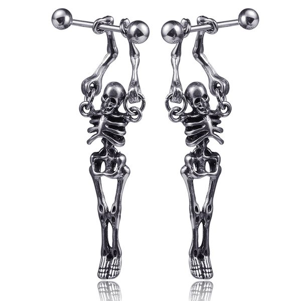 

retro skeleton earrings fashion titanium steel designer stud earrings stainless steel skull head trendy stud earrings vtky2306