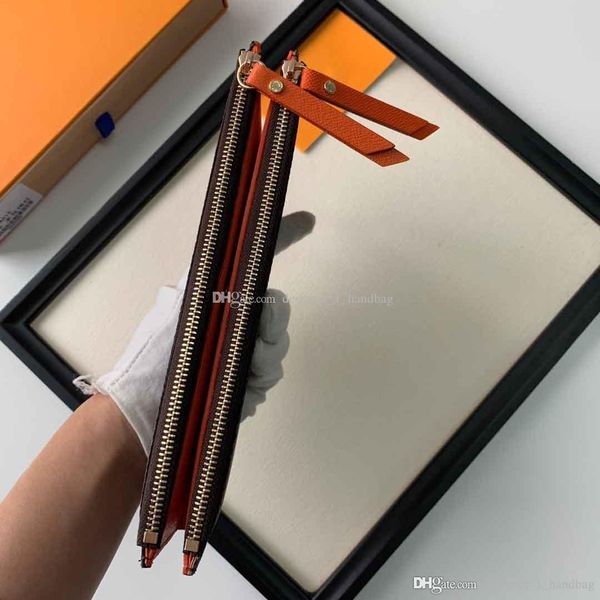 

seven-color letter flower design element wallet foldable double zipper handbag pvc men and women handbag wallet comes with box