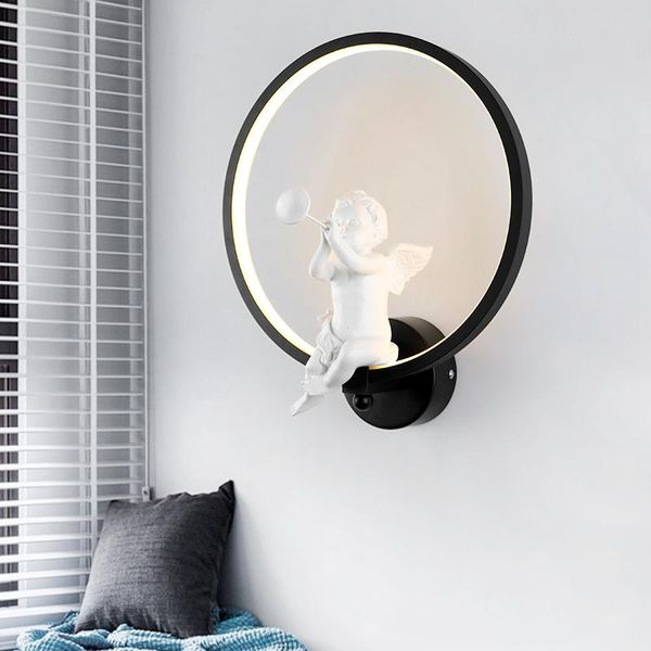 

wall lamp kid's round led acrylic light creative angel modern child bedroom fixture bathroom lustres
