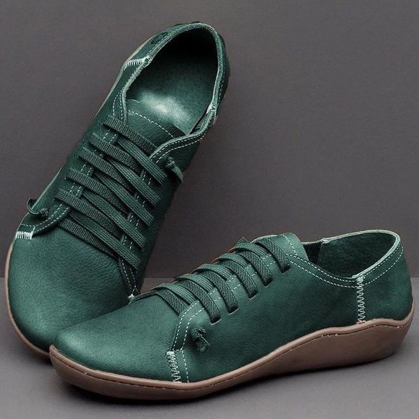 

women's flats autumn casual ankle boots pu leather shallow ladies women shoes fashion lace up female footwear plus size 43 2020, Black