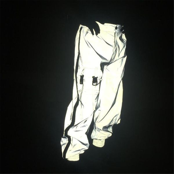 

flash reflective jogger pants 2019 autumn winter men's casual gray solid streetwear trousers fashion clothes#g4 drop shipping, Black