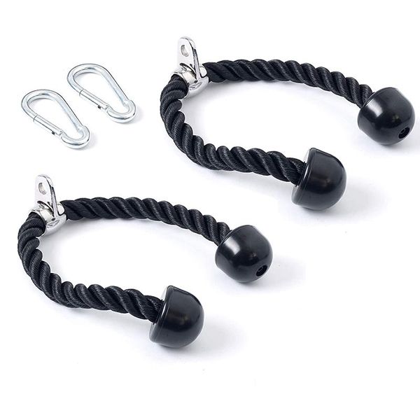 

resistance bands fitness triceps rope,heavy duty pull down gym cable machine attachment,includes 2 carabiner clips