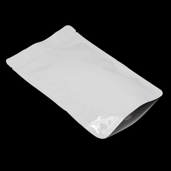 

30 шт. лот встать вверх белая чистая алюминиевая фольга zip замок упаковка мешок mylar фольга бобы закуска кофе порошок хранения doypack сум