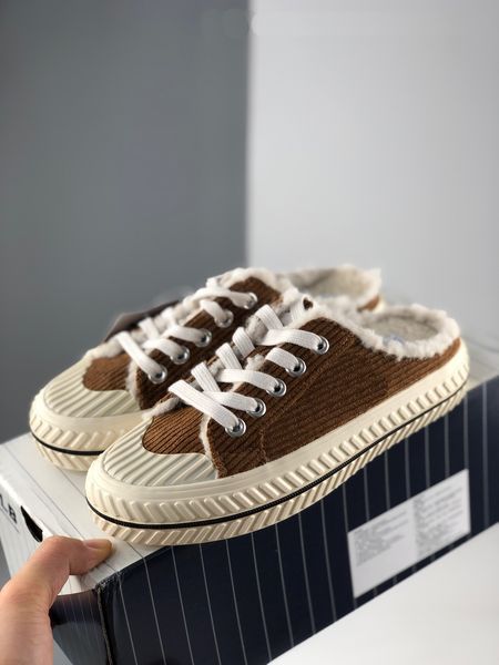 

the new round-toe retro canvas plus velvet half slippers fashion breathable comfortable slippers beggar shoes size from 36-44, Black