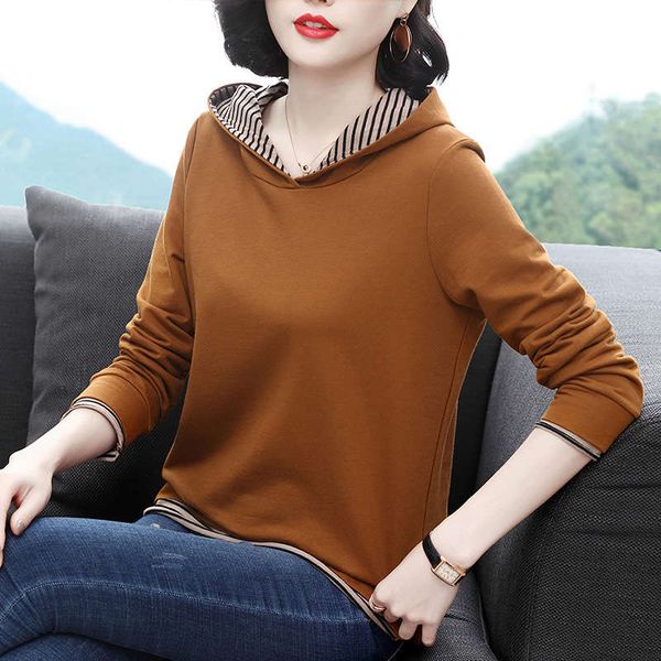 

long sleeve t-shirt 2020 spring and autumn new thin loose hooded women's western style sweater, Black